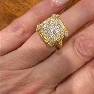 Judith Ripka Sterling Silver & 14K Gold Clad Diamonique Pave Ring